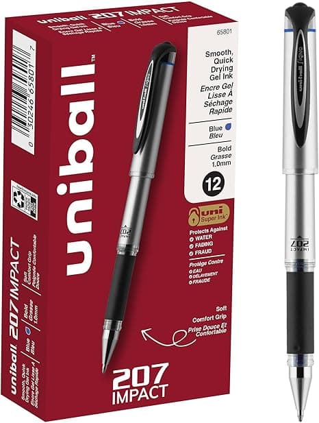 Uniball 207 Impact Gel Pens 12-Pack, Bold Point 1.0mm — $10.98
