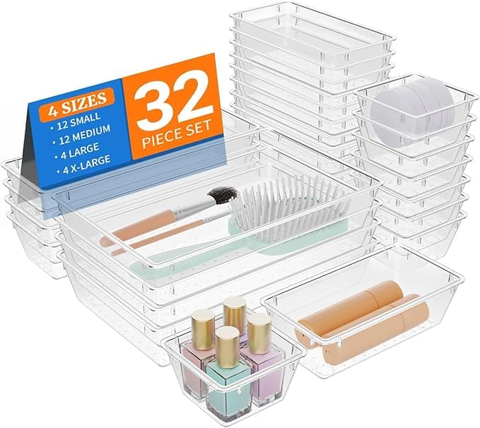 StorMiracle 32-Pc Clear Drawer Organizer Set, 4 Sizes — $9.99
