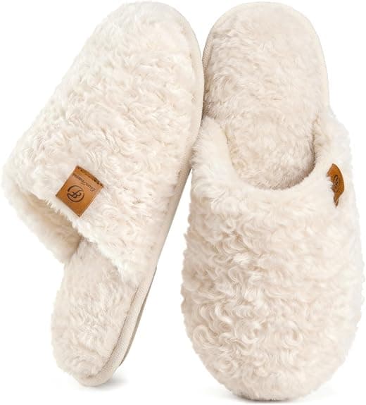EverFoams Women's Fuzzy Memory Foam Slip-On Slippers (Cream) - $13.98